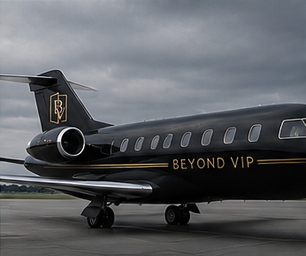 A Beyond VIP private jet on the tarmac